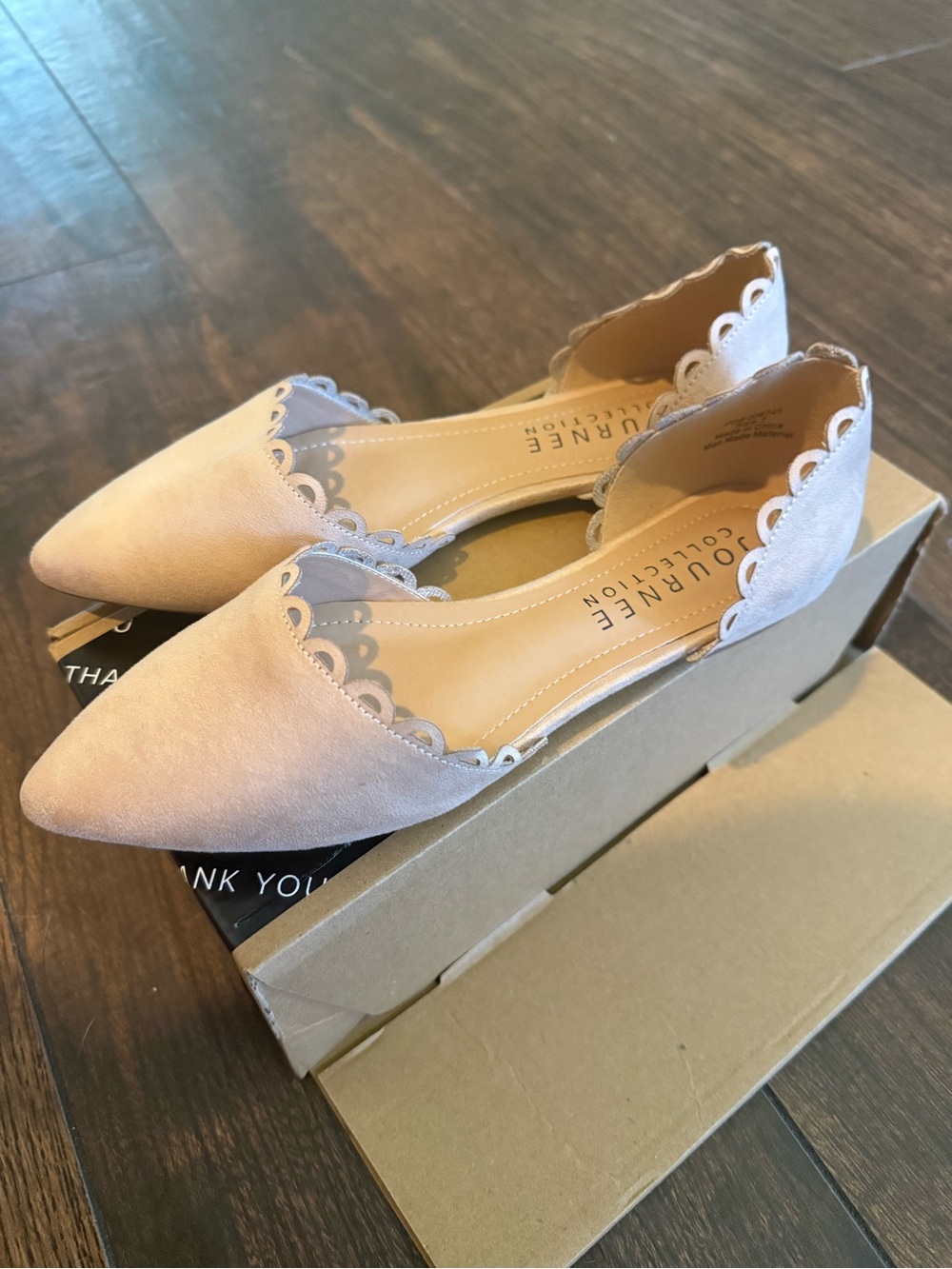Journee Collection Blush Scalloped Pointed Toe D'Orsay Flats